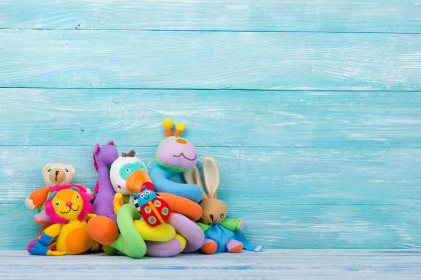 istock Set of colorful Kids toys frame. Copy space for text 881676876