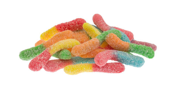 Sugar coated colorful gummy worms