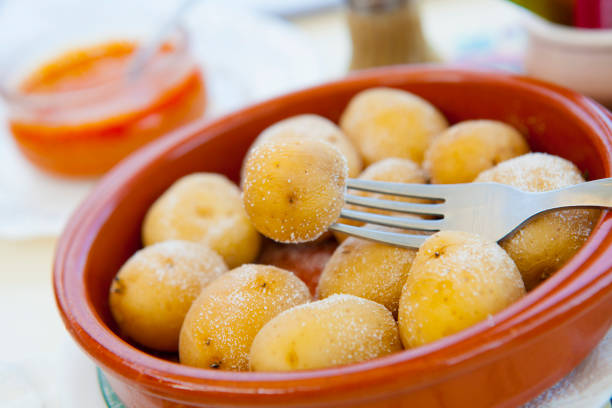 Baked tiny potatoes from Canary Islands