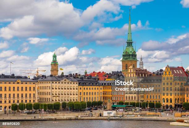 Gothic Buildings In Kornhamnstorg Square In Stockholm Old Town Gamla Stan In Sweden Stock Photo - Download Image Now