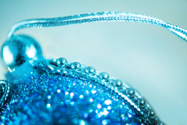 Blue christmas decoration on abstract background,vintage filter, macro, soft focus