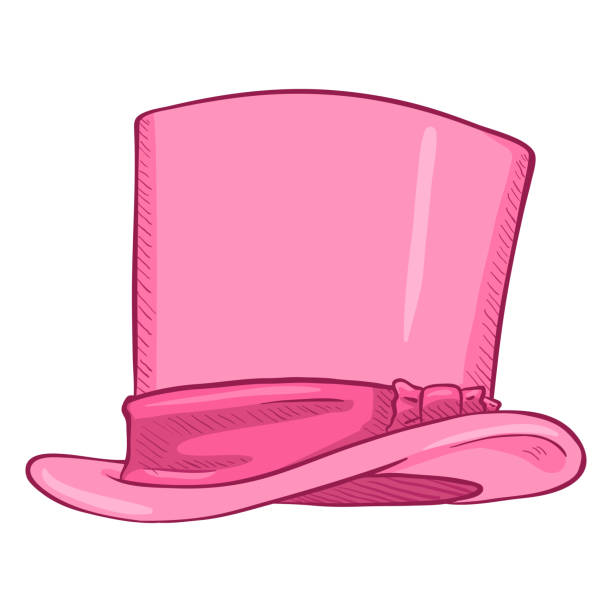 illustrazioni stock, clip art, cartoni animati e icone di tendenza di vector cartoon classic cappello cilindro rosa - pink hat