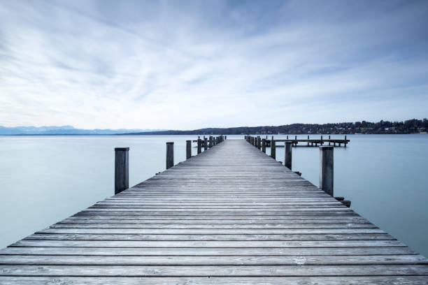 Jetty at lake Starnberger See in Bavaria, Germany