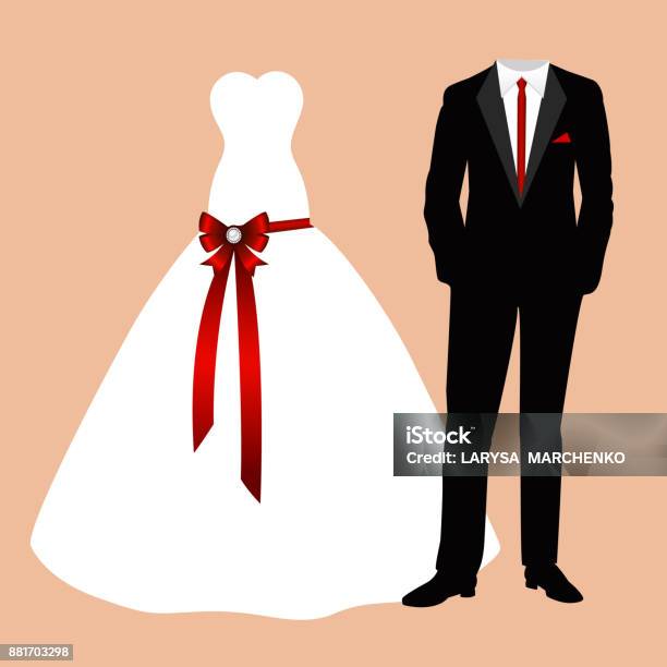 The Bride And Groom Clothes Stock Illustration - Download Image Now - Black Color, Bride, Jacket
