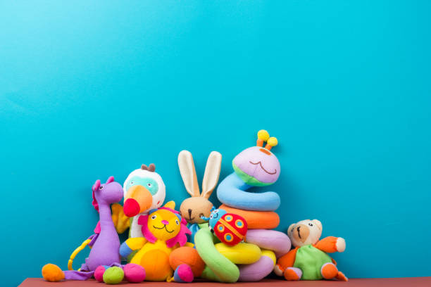 istock Set of colorful Kids toys frame. Copy space for text 881703974
