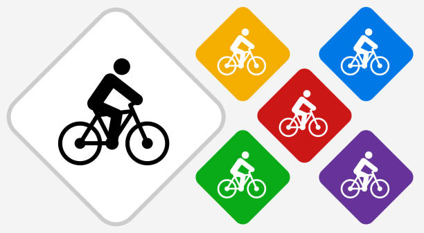 istock Person on the Bike Color Diamond Vector Icon 881707260