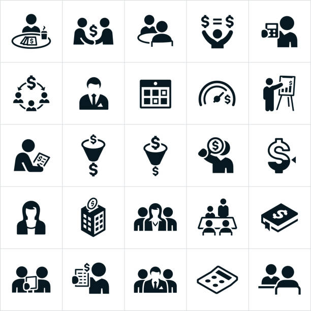 ilustraciones, imágenes clip art, dibujos animados e iconos de stock de iconos de contabilidad - audit business ideas concepts