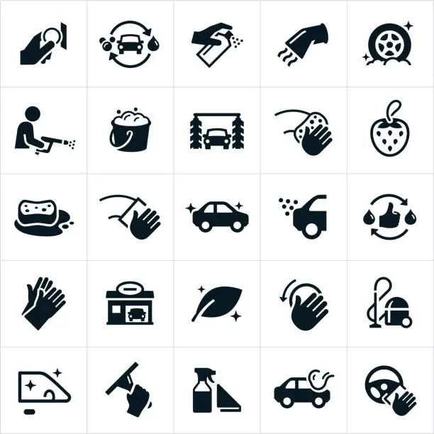 Vector illustration of Car Wash Icons