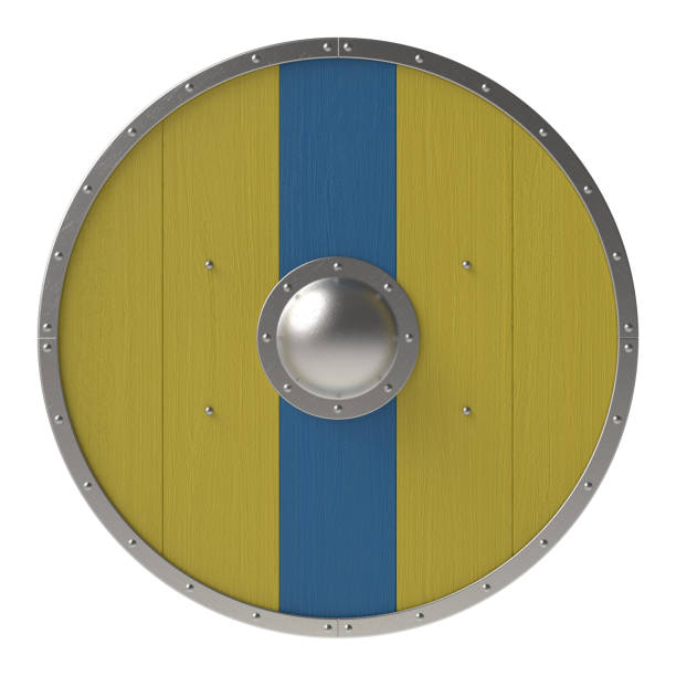 istock Viking yellow shield with blue line 881715078