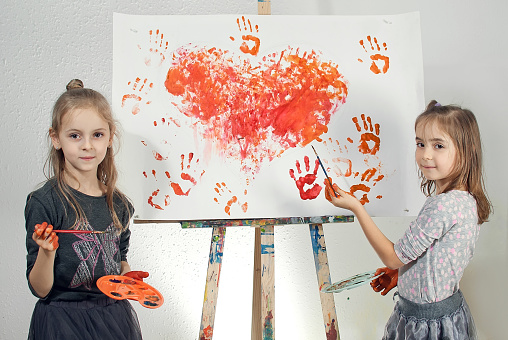 Children Draw Hands On A White Background Stock Photo - Download Image ...