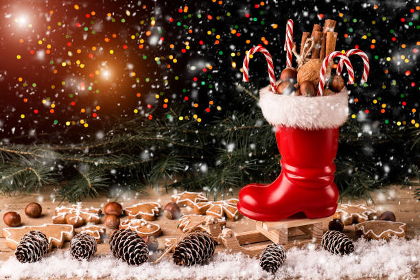 istock Christmas Christmas composition with pine cones and nuts 881723574