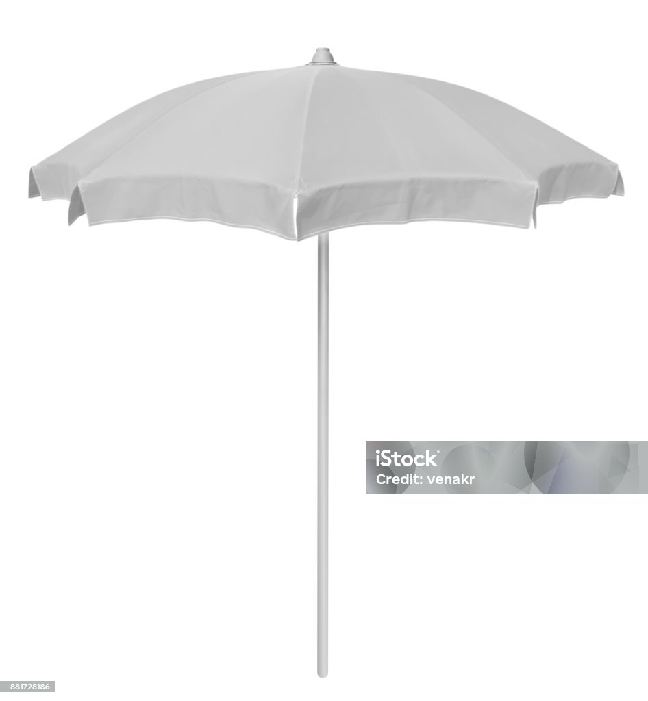 Beach umbrella - white White beach umbrella isolated on white. Clipping path included. Beach Umbrella Stock Photo