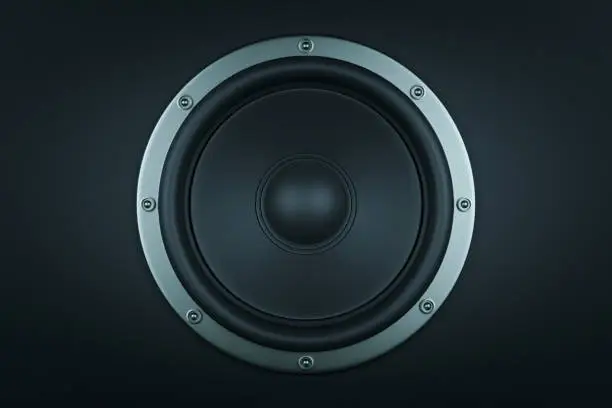 Frontal image of audio speaker - 3d render