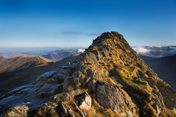 Top of Stridding Edge Top of Stridding Edge striding edge stock pictures, royalty-free photos & images