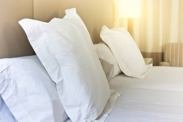 istock Prepared fresh bed, scene in hotel room 881734676