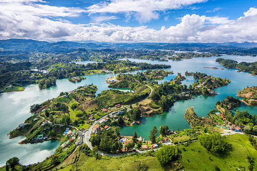 Guatape vista panorámica de la roca (La Piedra del Peñol), Medellín, Colombia photo