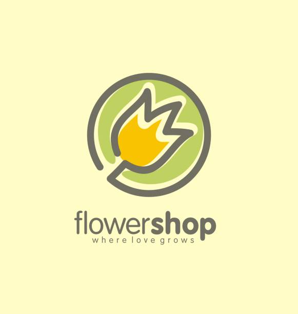 цветочный магазин творческой концепции дизайна логотипа - florist stock illustrations