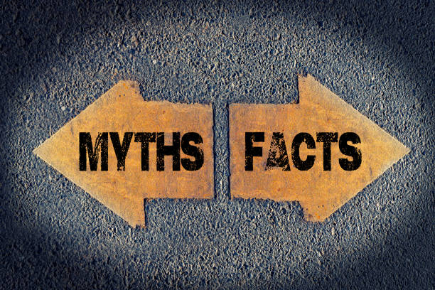 istock Arrows with Facts and Myths painted on road 881757760