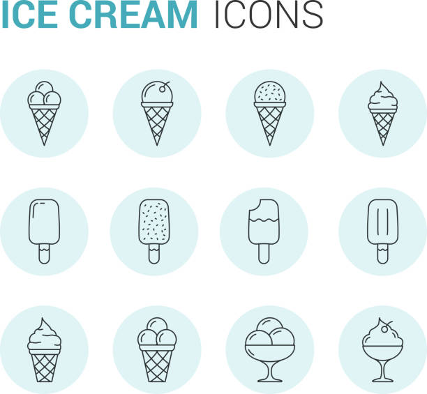 illustrazioni stock, clip art, cartoni animati e icone di tendenza di icone della linea di gelati - 5502