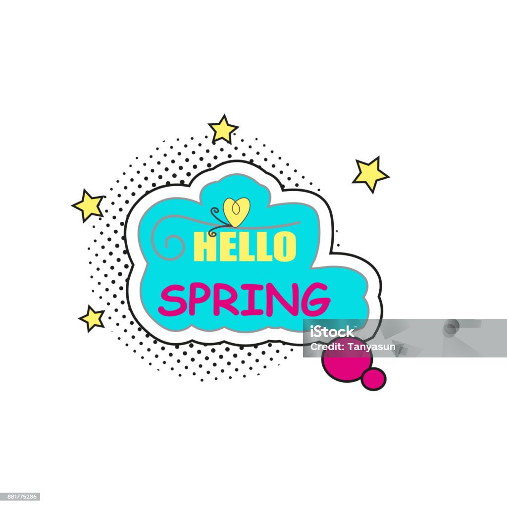 Spring Text Stickers Spring Stickers Badges With Text Labels Pop Art Object On A White ...