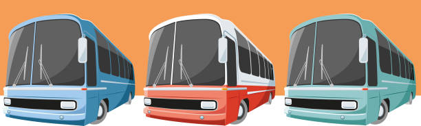 Vintage bus set (vector) vector art illustration
