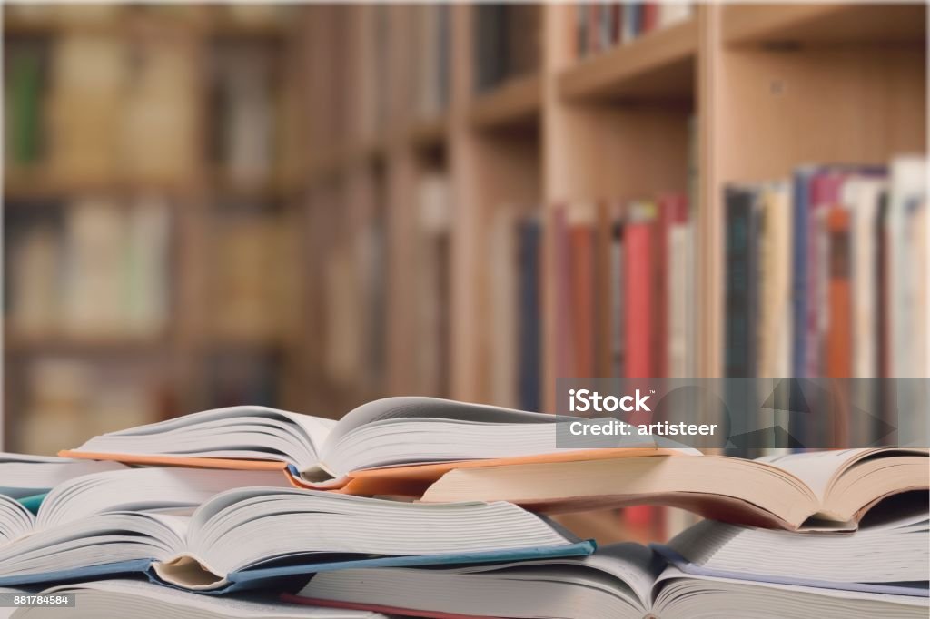 Background. Row of of colorful books on background Book Stock Photo