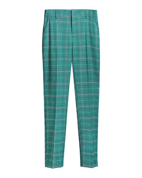 istock Sea color turquoise elegant checked retro trousers isolated white 881794534