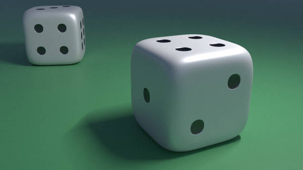 istock Two dices on a green table in casino. 881814806