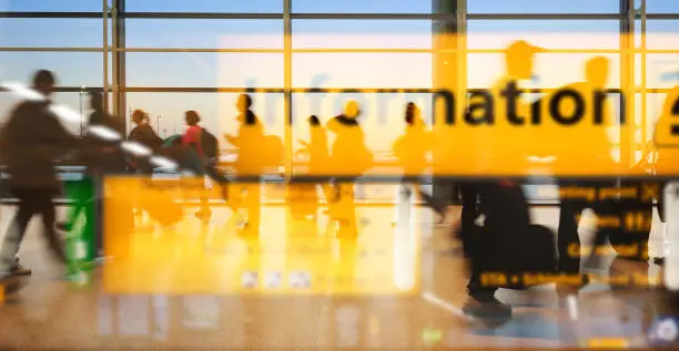 Photo of Many signs in airport terminal building