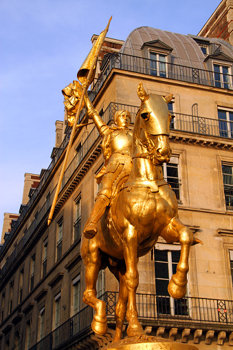Jeanne D'Arc, a statue in Paris, France created by Emmanuel Frémiet in 1874.