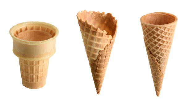 istock Collection of empty ice cream cone isolated on white background 881835540