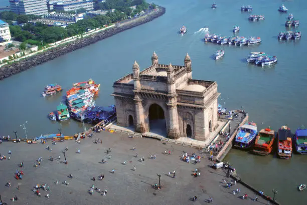 Aerial shot of famous monument of Mumbai - Gateway of India