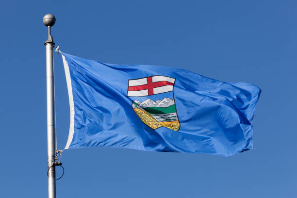 Flag of Alberta province in Canada stock photo