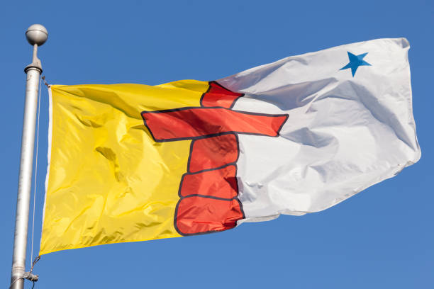 Flag of Nunavut province, Canada stock photo
