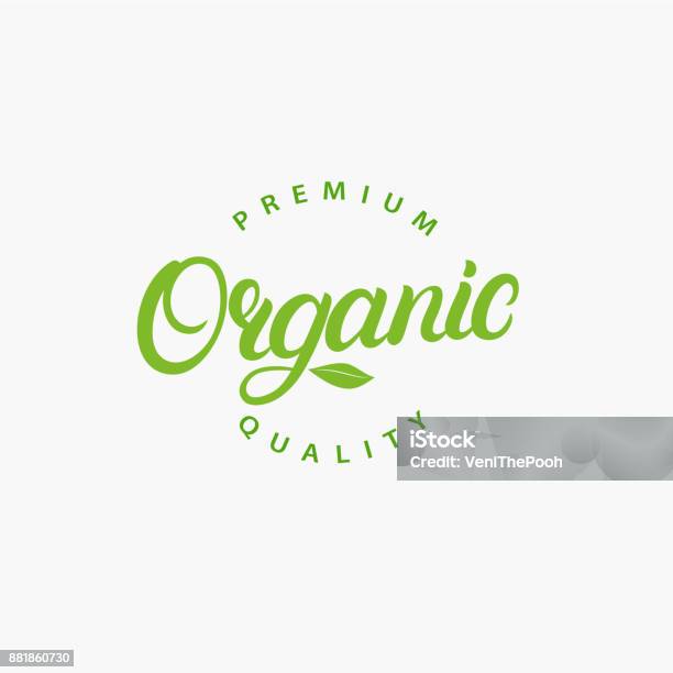 Logo Lettering Scritto A Mano Organico Etichetta Badge Emblema - Immagini vettoriali stock e altre immagini di Cibo biologico
