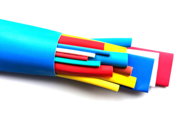 Heat shrink tubing components for cables isolation stock photo