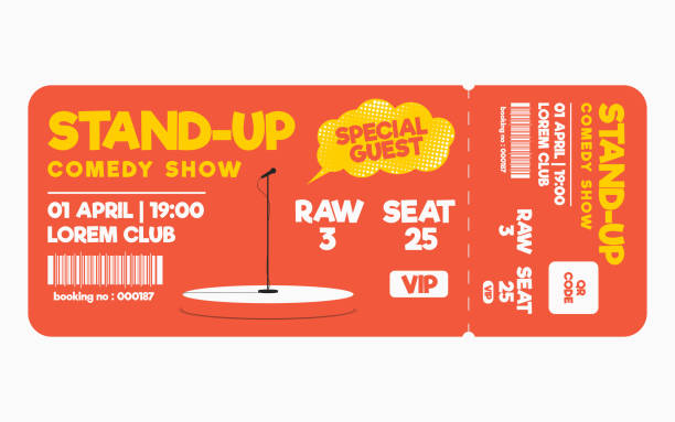 Stand up comedy show ticket isolated on white background. Ticket template for comedy show, performance. Vector