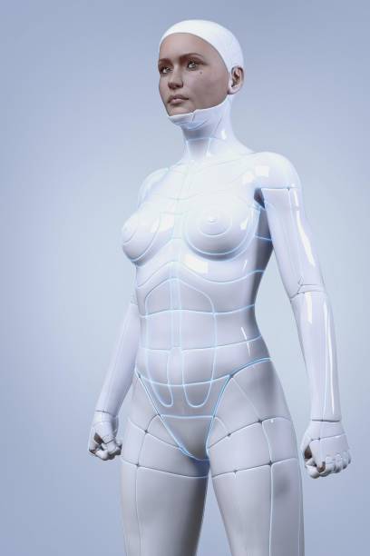 istock female futuristic robot character 881876388