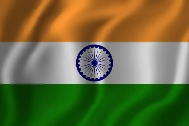 Vector illustration of Vector realistic isolated waving Indian Flag background for decoration and covering.