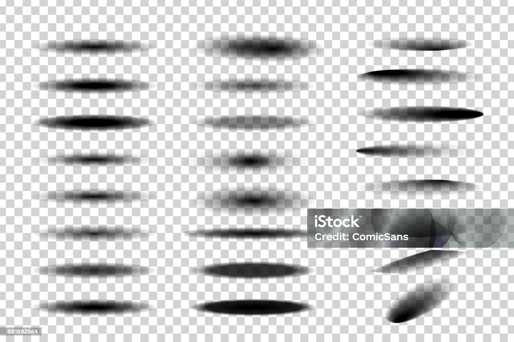 Conjunto de vector de realistas aisladas sombras redondas y ovaladas para decoración y revestimiento en el fondo transparente. - arte vectorial de Sombra libre de derechos