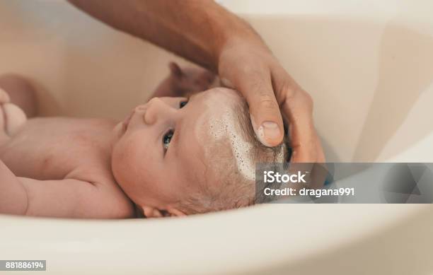 Hygiene And Care For Baby Stock Photo - Download Image Now - Baby - Human Age, Taking a Bath, Bathtub