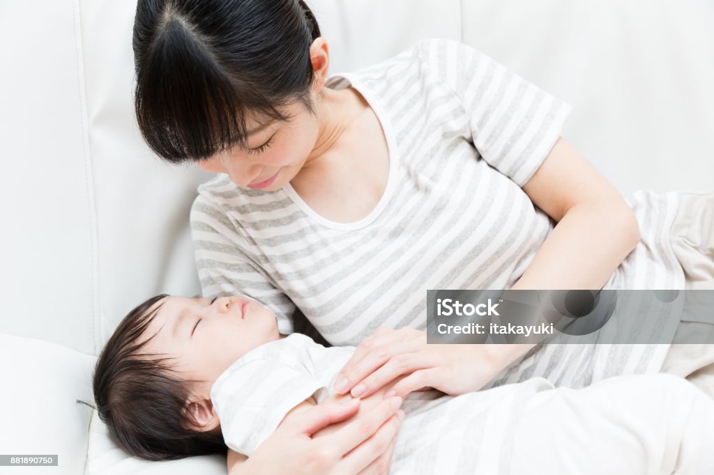 portrait of asian mother and baby lifestyle image Baby - Human Age Stock Photo