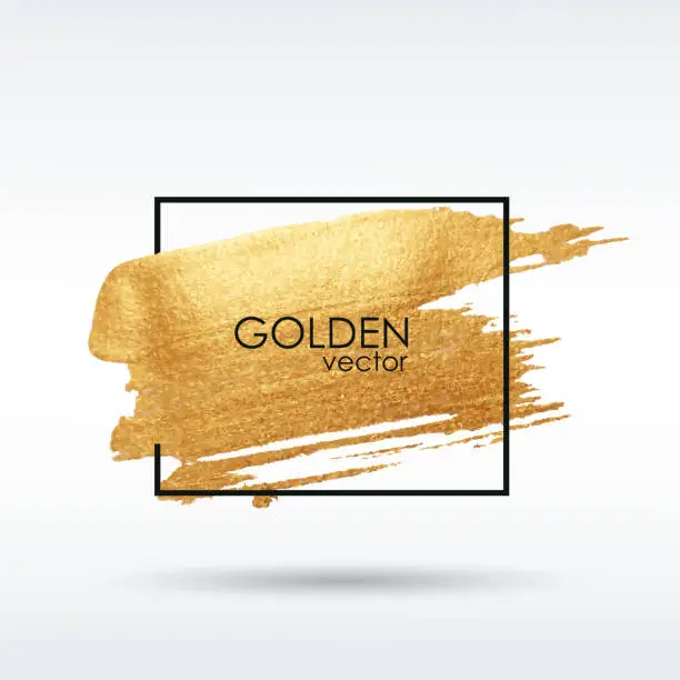 Vector illustration of Gold grunge texture. Brushstroke. Smear with an artistic brush. Vector.