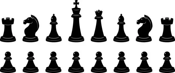 Vector illustration of Silhouette of chess. Vector monochrome illustrations isolate