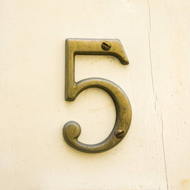 Number 5 Bronze house number five (5) hook of holland stock pictures, royalty-free photos & images