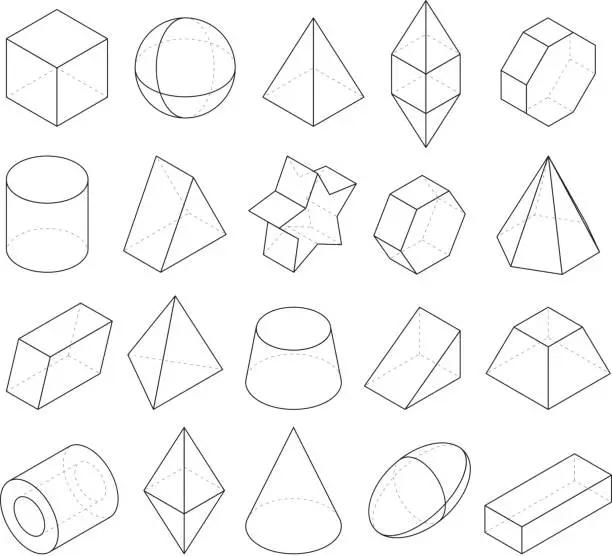 Vector illustration of Monoline illustrations. Frames of different geometry shapes