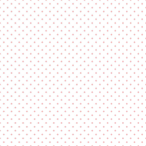istock Abstract seamless pattern with red outline crosses on white background. Modern Swiss design in bauhaus style 881941780