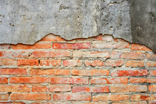 istock brick wall cracked cement Old , vintage  background 881958810
