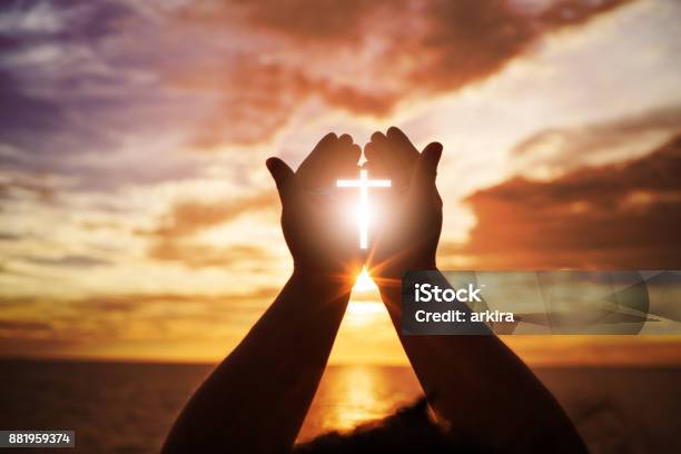 Human Hands Open Palm Up Worship Eucharist Therapy Bless God Helping Repent Catholic Easter Lent Mind Pray Christian Religion Concept Background Fighting And Victory For God Stock Photo - Download Image Now