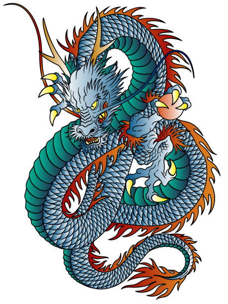 Dragón estilo japonés - ilustración de arte vectorial